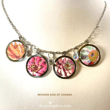 Load image into Gallery viewer, Zinnia Charm Necklace & Earrings, Joy in Nature - Synchronicity, Attunement, Friendship, Delight | 18 Inches - Leslie Montana