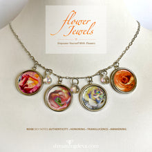 Load image into Gallery viewer, Rose Charm Necklace & Earrings, Love Grounded in Nature - Authenticity, Honoring, Translucence, Awakening | 18 Inches - Leslie Montana