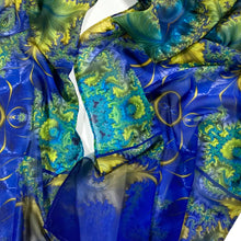 Load image into Gallery viewer, BAROQUE Chiffon Scarf in Royal Blue, Yellow, Turquoise | Claiming Our Crown, Spiritual Sovereignty - Leslie Montana