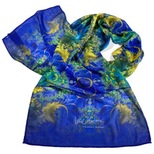 Load image into Gallery viewer, BAROQUE Chiffon Scarf in Royal Blue, Yellow, Turquoise | Claiming Our Crown, Spiritual Sovereignty - Leslie Montana