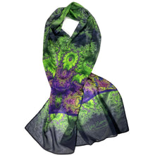 Load image into Gallery viewer, BAROQUE Chiffon Scarf in Lime & Purple | Spiritual Sovereignty, Grounded in Nature - Leslie Montana
