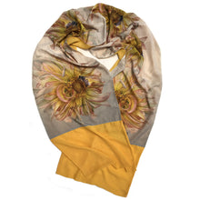 Load image into Gallery viewer, YELLOW DAHLIA WITH BEE | Lightweight Shawl | Watercolor Series - Leslie Montana