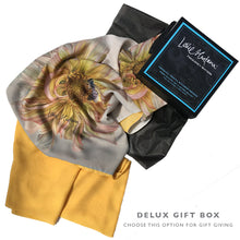 Load image into Gallery viewer, YELLOW DAHLIA WITH BEE | Lightweight Shawl | Watercolor Series - Leslie Montana
