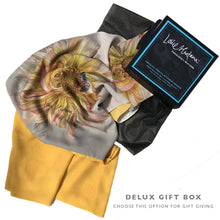 Load image into Gallery viewer, YELLOW DAHLIA WITH BEE | Lightweight Shawl | Watercolor Series - Leslie Montana