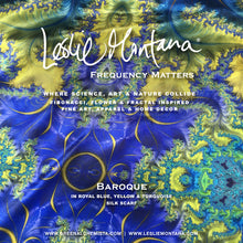 Load image into Gallery viewer, BAROQUE in Royal Blue, Yellow & Turquoise, Silk Scarf | Claiming Our Crown, Spiritual Sovereignty - Leslie Montana