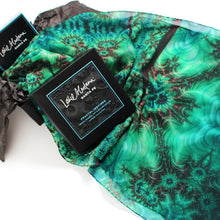 Load image into Gallery viewer, INNER LANDSCAPE, Chiffon Scarf in Sea Greens & Brown | Navigating the Depths of True Self - Leslie Montana
