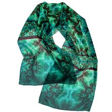 Load image into Gallery viewer, INNER LANDSCAPE, Chiffon Scarf in Sea Greens & Brown | Navigating the Depths of True Self - Leslie Montana
