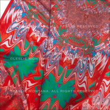 Load image into Gallery viewer, INDIAN BLANKET in Orange, Green & Sky Blue Silk Scarf - Leslie Montana