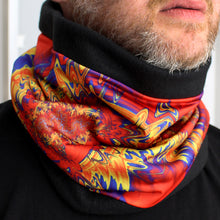 Load image into Gallery viewer, INDIAN BLANKET Neck Warmer in Red, Blue, Gold  | Fibonacci Inspired Apparel | Winter Wear - Leslie Montana