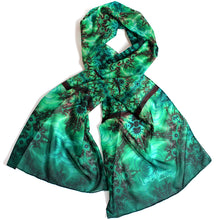 Load image into Gallery viewer, INNER LANDSCAPE, Chiffon Scarf in Sea Greens & Brown | Navigating the Depths of True Self - Leslie Montana