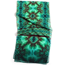 Load image into Gallery viewer, INNER LANDSCAPE, Chiffon Scarf in Sea Greens & Brown | Navigating the Depths of True Self - Leslie Montana