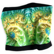 Load image into Gallery viewer, MARIPOSA Neck Warmer in Green, Yellow, Blue | Fibonacci Inspired Apparel | Winter Wear - Leslie Montana
