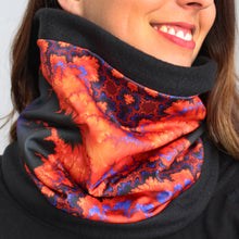 Load image into Gallery viewer, ON WINGS Neck Warmer in Orange, Purple, Blue, Black | Fibonacci Inspired Apparel | Winter Wear - Leslie Montana