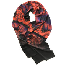 Load image into Gallery viewer, ON WINGS Lightweight Shawl in Orange, Purple & Black | On Wings of Angels - Leslie Montana