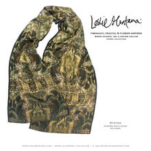 Load image into Gallery viewer, OYSTER in Brown, Gold, Black & Tan Silk Scarf | Practical Wisdom - Leslie Montana
