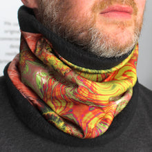 Load image into Gallery viewer, TERRESTRIAL Neck Warmer in Coral, Green, Orange, Brown | Fibonacci Inspired Apparel | Winter Wear - Leslie Montana