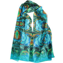 Load image into Gallery viewer, TURQUOISE TRAIL Chiffon Scarf in Turquoise & Brown | Earth Magic - Leslie Montana