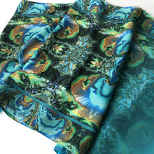 Load image into Gallery viewer, TURQUOISE TRAIL Lightweight Shawl, Turquoise, Green & Brown | Earth Magic - Leslie Montana