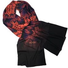 Load image into Gallery viewer, ON WINGS Lightweight Shawl in Orange, Purple & Black | On Wings of Angels - Leslie Montana