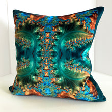 Load image into Gallery viewer, Velvet Pillows - Baroque in blue green, gold, turquoise, teal, gold, brown - Leslie Montana