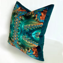 Load image into Gallery viewer, Velvet Pillows - Baroque in blue green, gold, turquoise, teal, gold, brown - Leslie Montana