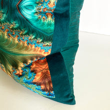 Load image into Gallery viewer, Velvet Pillows - Baroque in blue green, gold, turquoise, teal, gold, brown - Leslie Montana