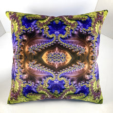 Load image into Gallery viewer, Velvet Pillows - Baroque in purple, lime green, brown - Leslie Montana
