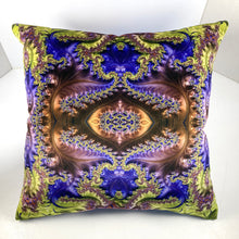Load image into Gallery viewer, Velvet Pillows - Baroque in purple, lime green, brown - Leslie Montana