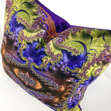 Load image into Gallery viewer, Velvet Pillows - Baroque in purple, lime green, brown - Leslie Montana
