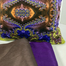 Load image into Gallery viewer, Velvet Pillows - Baroque in purple, lime green, brown - Leslie Montana