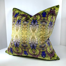Load image into Gallery viewer, Velvet Pillows - Baroque Ombre in purple, lime green, brown - Leslie Montana
