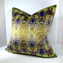 Load image into Gallery viewer, Velvet Pillows - Baroque Ombre in purple, lime green, brown - Leslie Montana