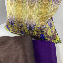 Load image into Gallery viewer, Velvet Pillows - Baroque Ombre in purple, lime green, brown - Leslie Montana