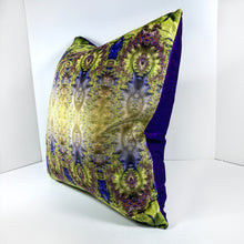 Load image into Gallery viewer, Velvet Pillows - Baroque Ombre in purple, lime green, brown - Leslie Montana