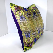 Load image into Gallery viewer, Velvet Pillows - Baroque Ombre in purple, lime green, brown - Leslie Montana