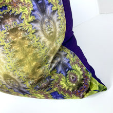 Load image into Gallery viewer, Velvet Pillows - Baroque Ombre in purple, lime green, brown - Leslie Montana