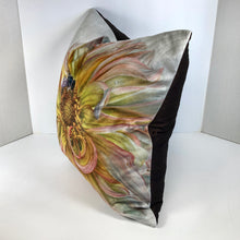 Load image into Gallery viewer, Velvet Pillows - Yellow Dahlia with Bee - Leslie Montana