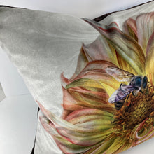 Load image into Gallery viewer, Velvet Pillows - Yellow Dahlia with Bee - Leslie Montana