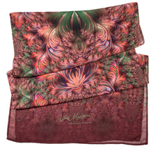 Load image into Gallery viewer, SEA SCROLLS Chiffon Scarf in Dusty Rose & Moss Green | Knowledge Codes & Reconnection - Leslie Montana