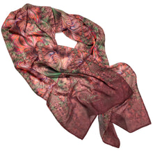 Load image into Gallery viewer, SEA SCROLLS Chiffon Scarf in Dusty Rose & Moss Green | Knowledge Codes & Reconnection - Leslie Montana