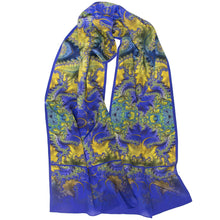 Load image into Gallery viewer, BAROQUE in Royal Blue, Yellow & Turquoise, Silk Scarf | Claiming Our Crown, Spiritual Sovereignty - Leslie Montana