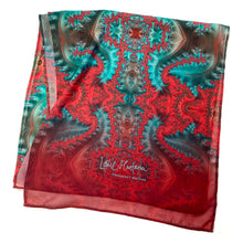 Load image into Gallery viewer, Thunderbird, Chiffon Scarf in Turquoise & Red | Integrity of Speech, Truth - Leslie Montana