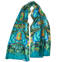 Load image into Gallery viewer, TURQUOISE TRAIL Chiffon Scarf in Turquoise & Brown | Earth Magic - Leslie Montana