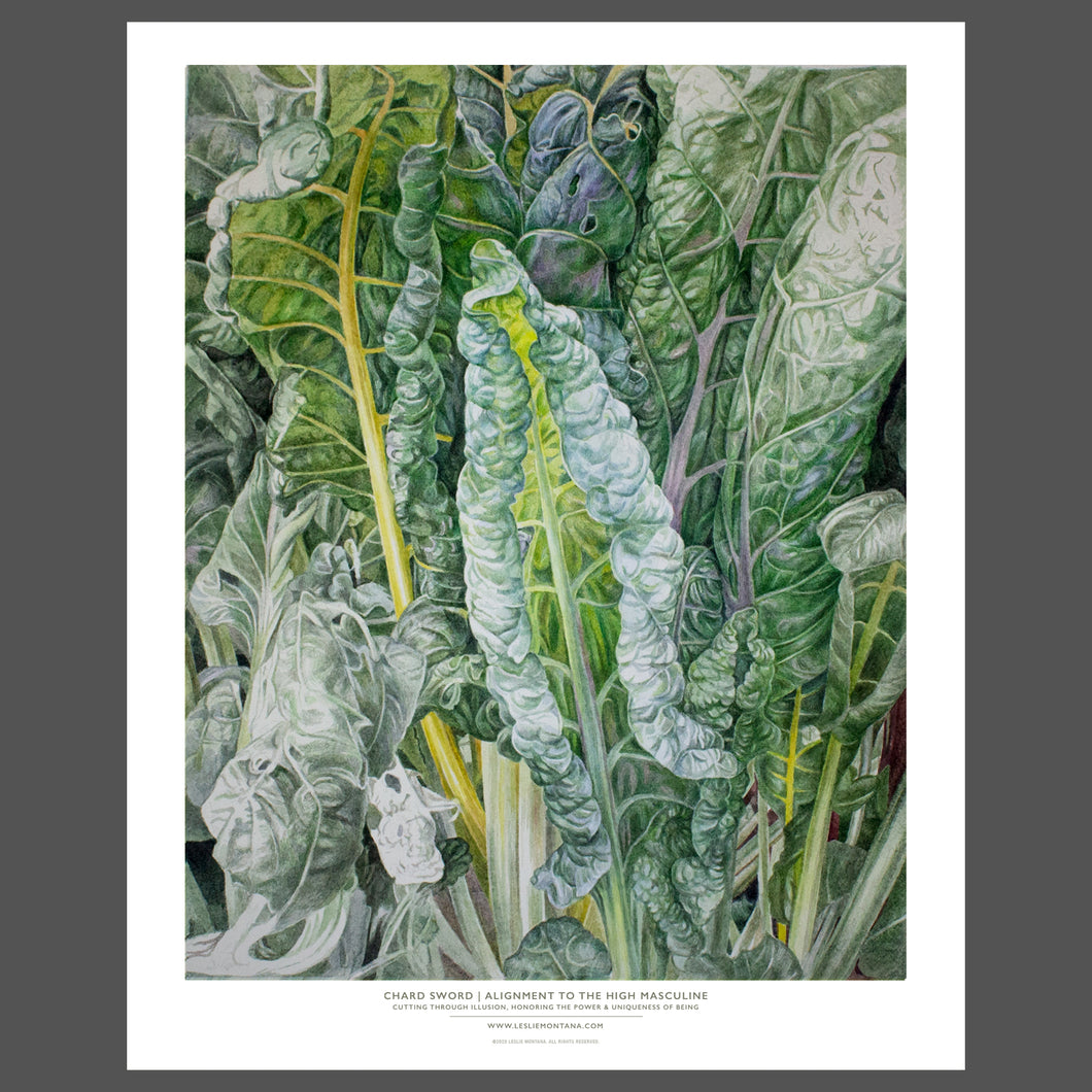 CHARD SWORD, ALIGNMENT TO HIGH MASCULINE, POWER IN UNIQUENESS OF BEING | Small Poster Print | Flower Essence Transmission Collection - Leslie Montana