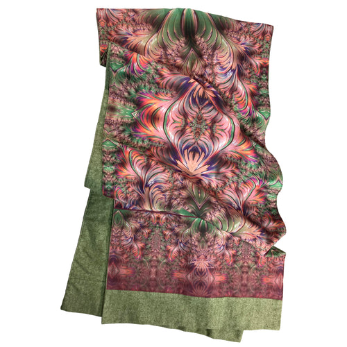 SCROLLS Organic Cotton Shawl in Dusty Rose, Moss, Pink, Purple | Knowledge Codes & Reconnection - Leslie Montana