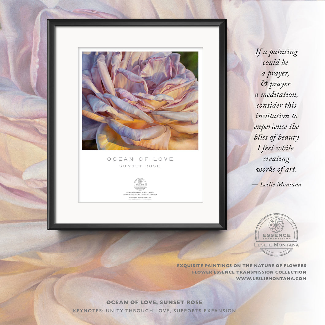 OCEAN OF LOVE, SUNSET ROSE | Small Poster Print | Flower Essence Transmission Collection - Leslie Montana