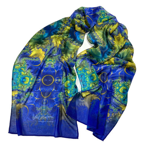 BAROQUE Chiffon Scarf in Royal Blue, Yellow, Turquoise | Claiming Our Crown, Spiritual Sovereignty - Leslie Montana