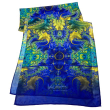 Load image into Gallery viewer, BAROQUE Chiffon Scarf in Royal Blue, Yellow, Turquoise | Claiming Our Crown, Spiritual Sovereignty - Leslie Montana
