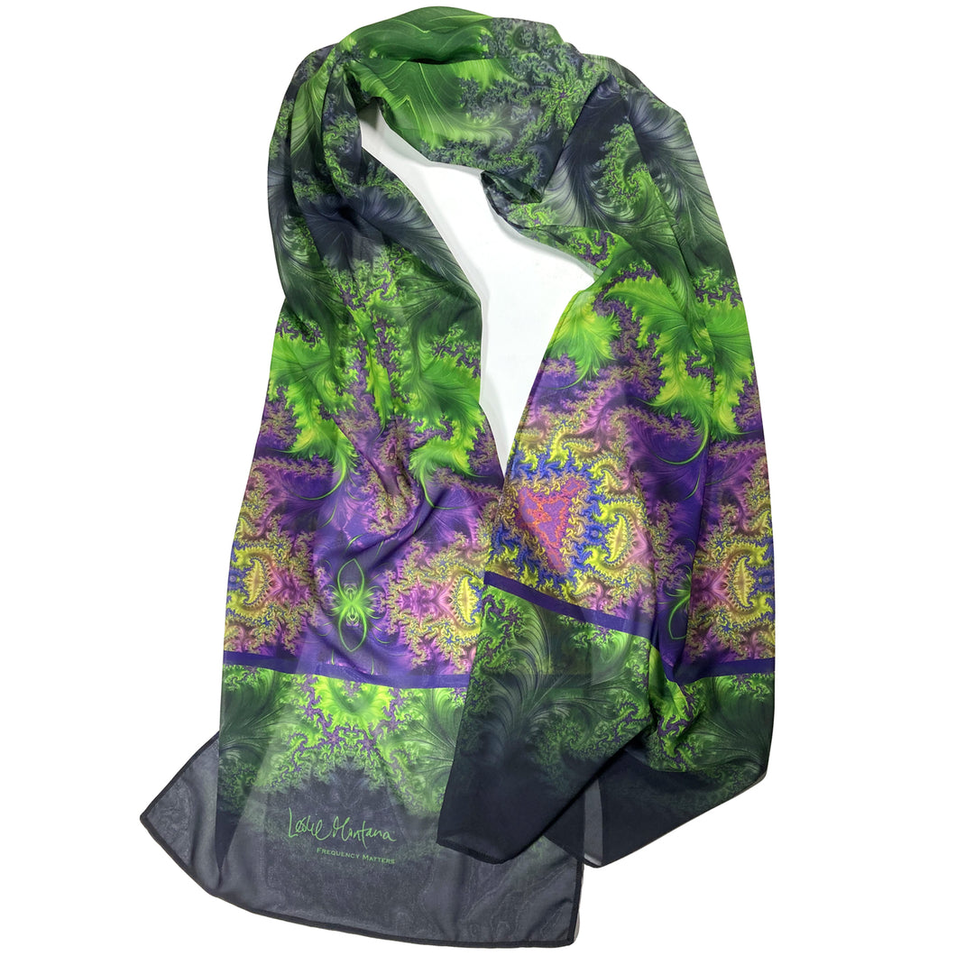 BAROQUE Chiffon Scarf in Lime & Purple | Spiritual Sovereignty, Grounded in Nature - Leslie Montana