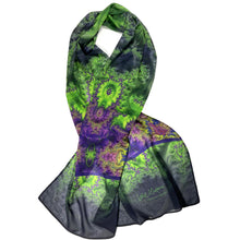 Load image into Gallery viewer, BAROQUE Chiffon Scarf in Lime &amp; Purple | Spiritual Sovereignty, Grounded in Nature - Leslie Montana
